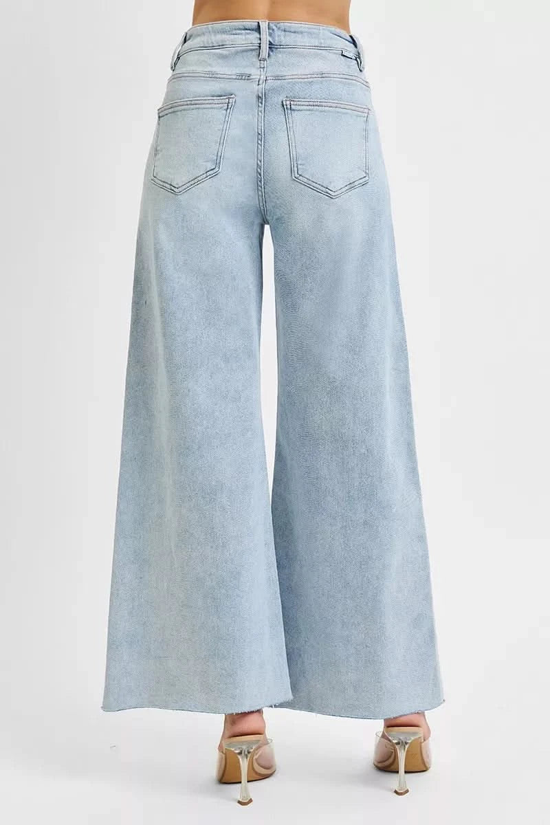 Risen High Rise Ankle Wide Palazzo Jeans Women