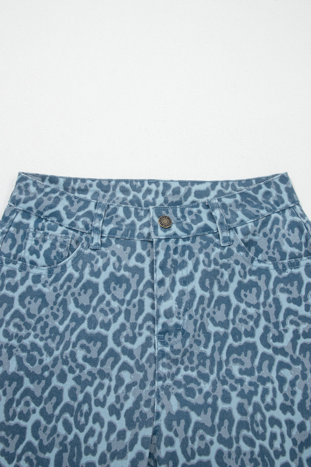 Brown Leopard Frayed Edge Wide Leg High Waist Jeans