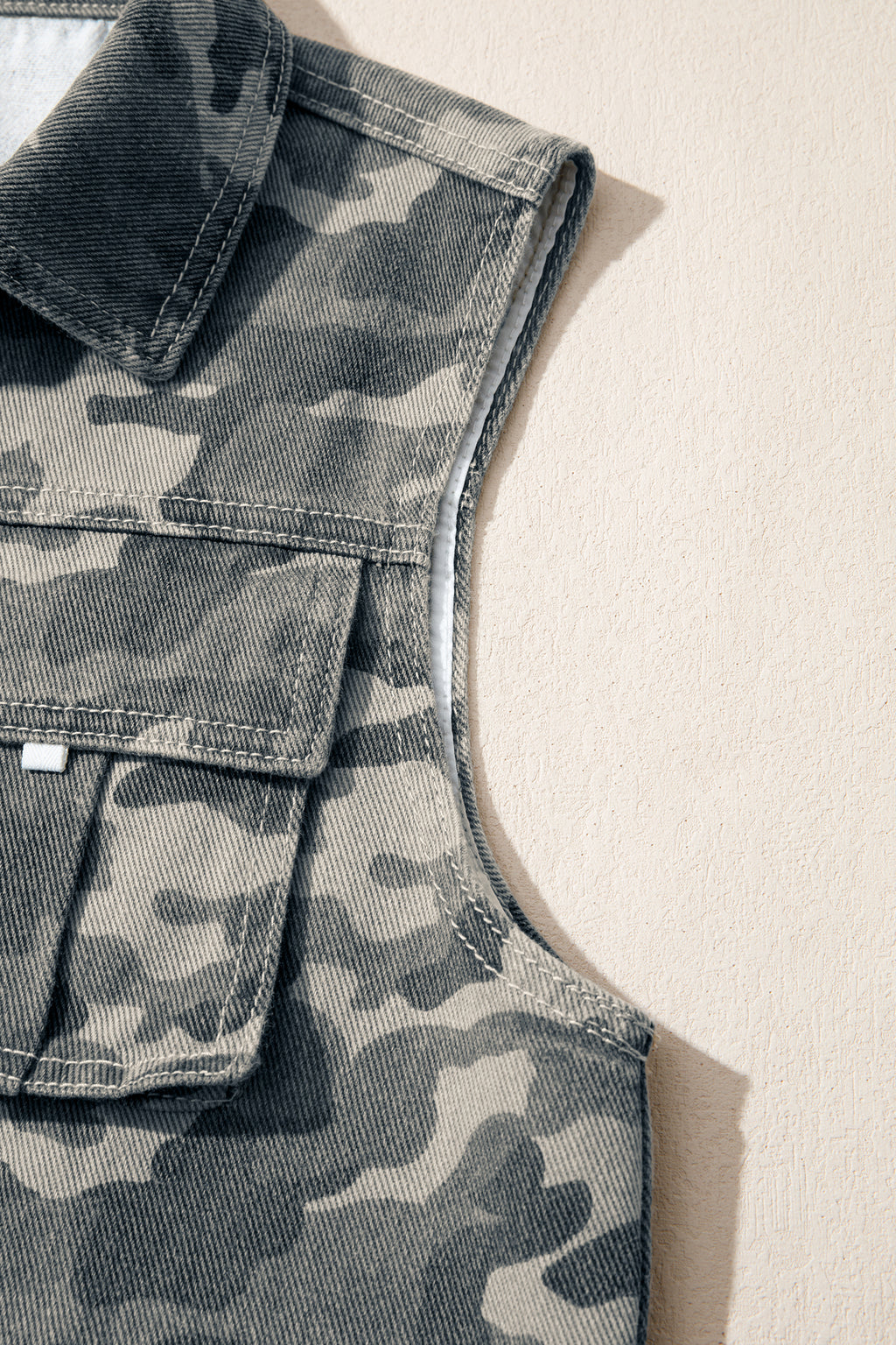 Green Camo Cargo Denim Vest