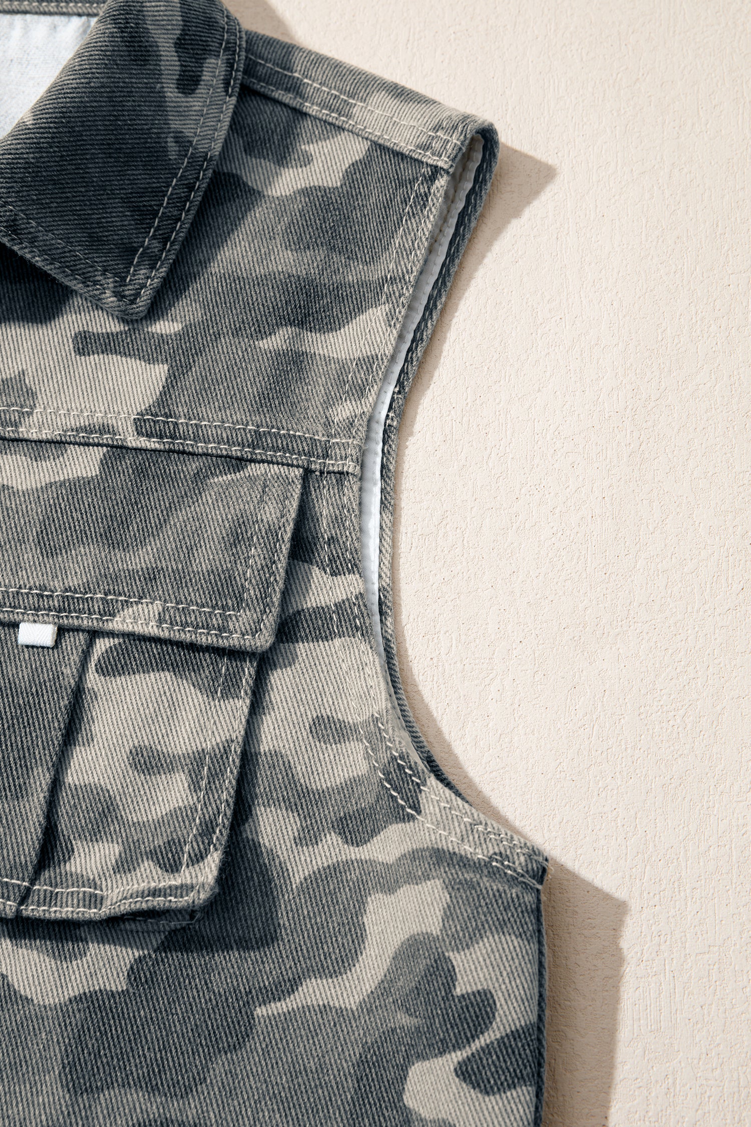 Green Camo Cargo Denim Vest