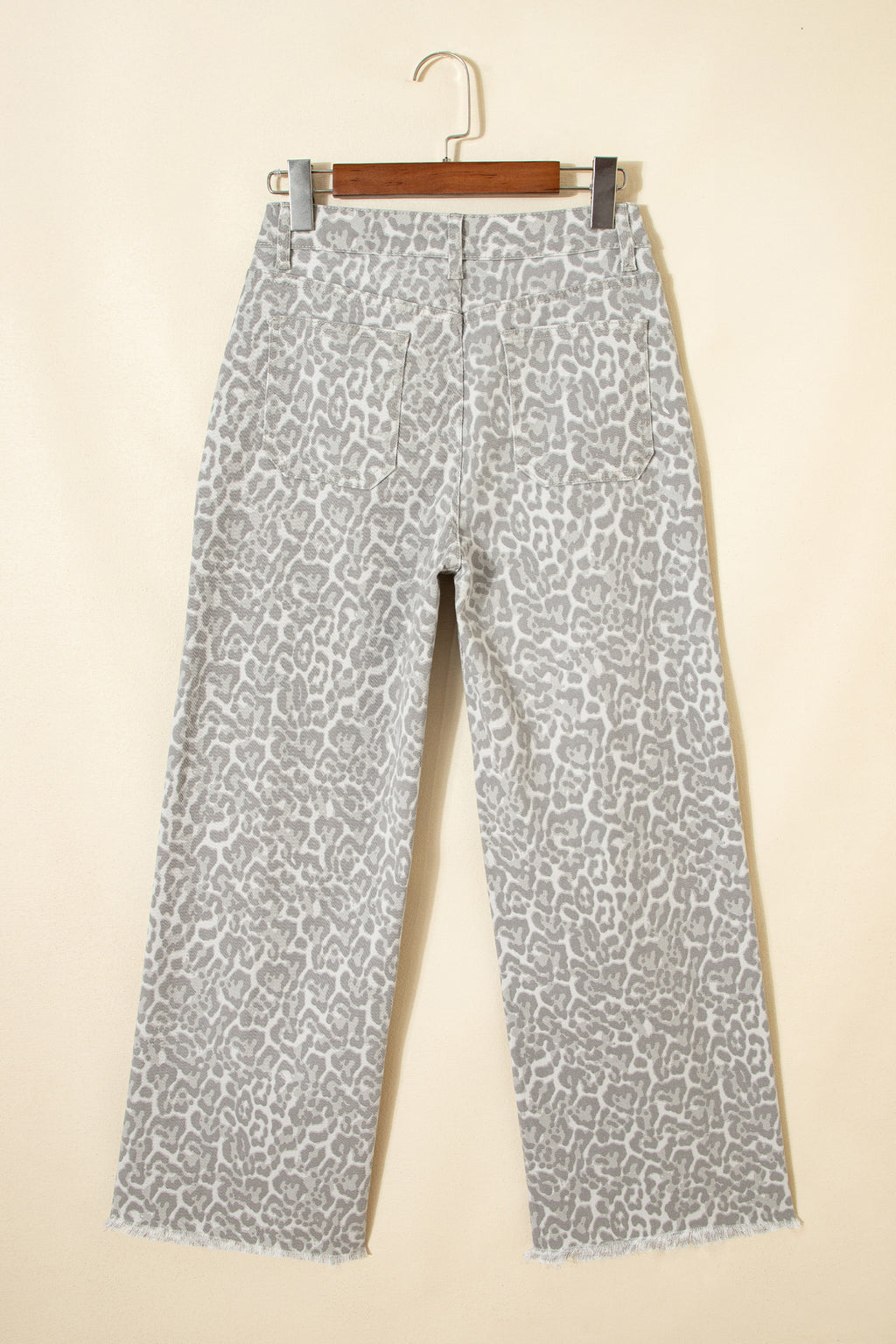 Brown Leopard Frayed Edge Wide Leg High Waist Jeans