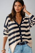 Coastal Muse Striped Knit Cardigan
