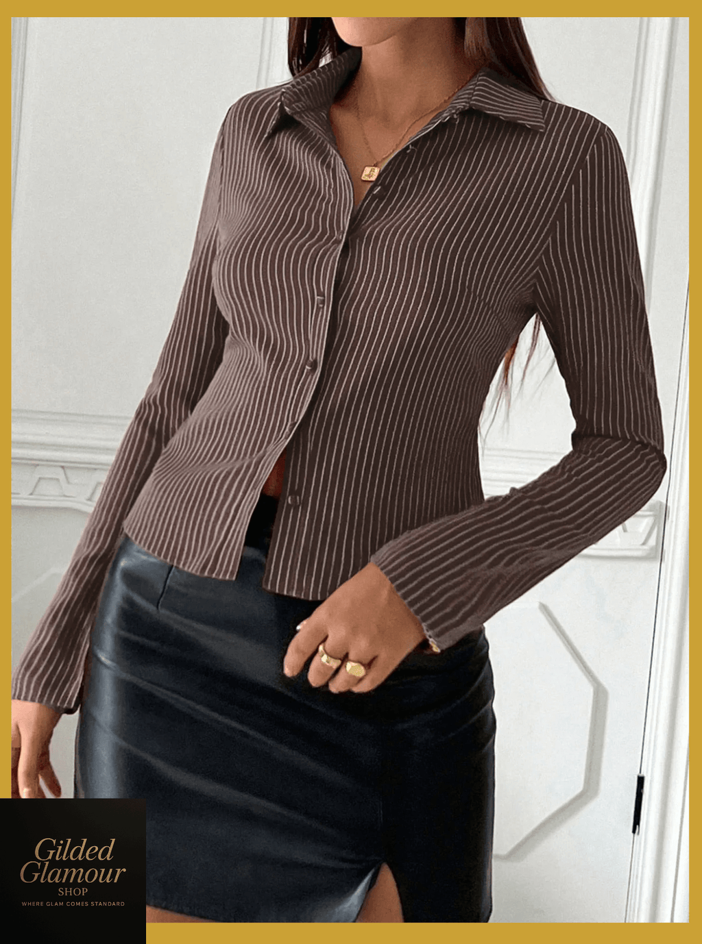 Striped Button Up Long Sleeve Shirt