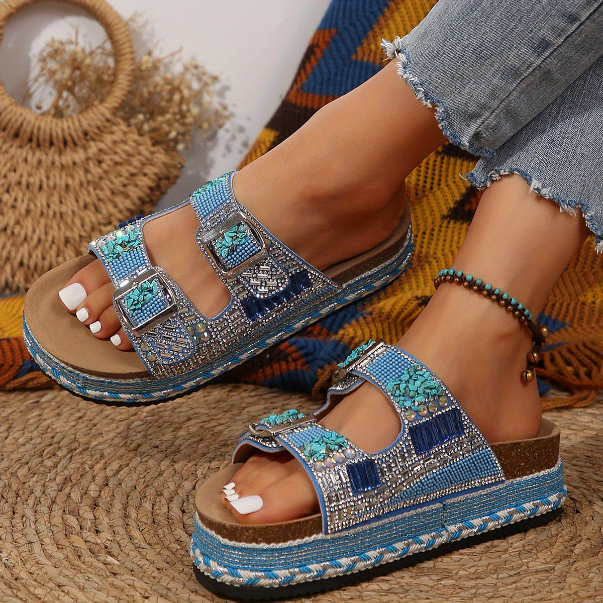 Women's Slip-On Platform Sandals, Comfortable and Stylish Outdoor Shoes