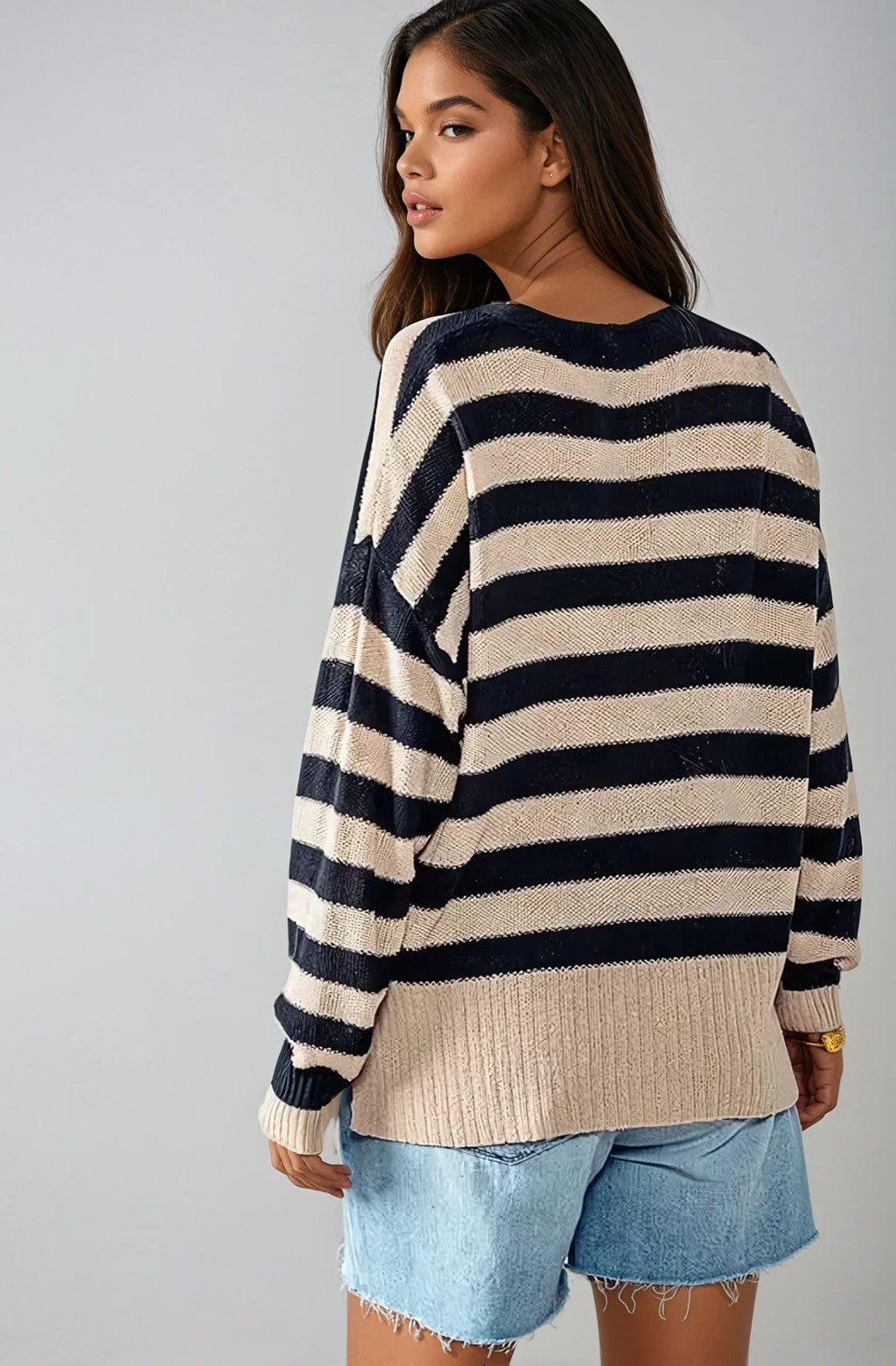 Coastal Muse Striped Knit Cardigan