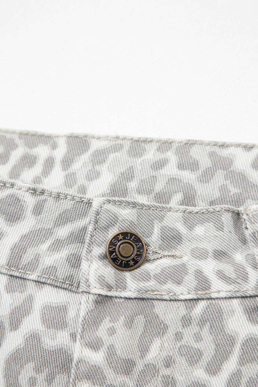 Brown Leopard Frayed Edge Wide Leg High Waist Jeans