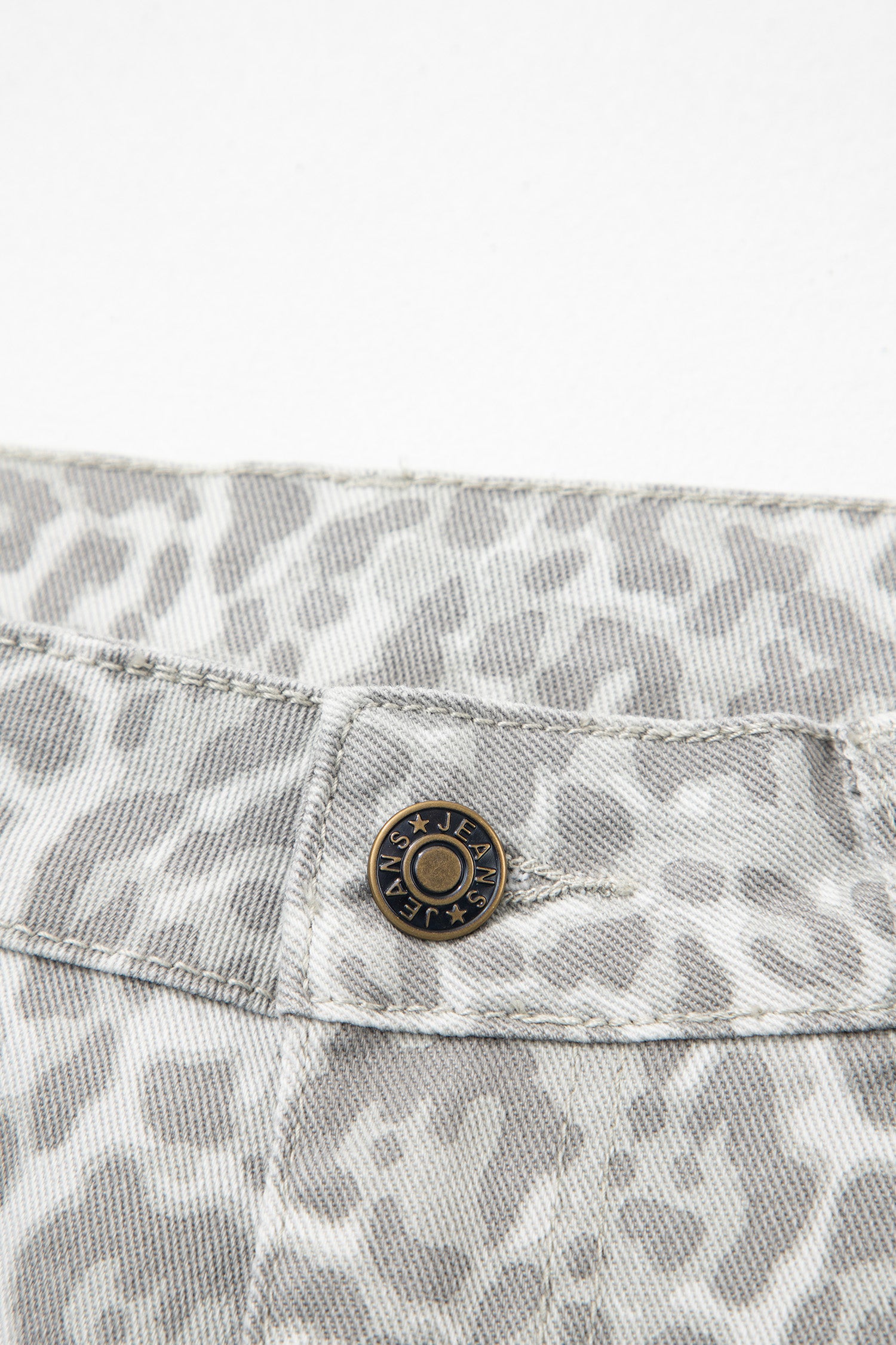 Brown Leopard Frayed Edge Wide Leg High Waist Jeans