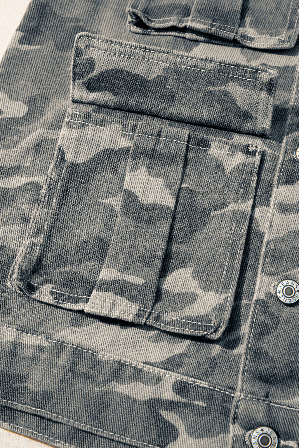 Green Camo Cargo Denim Vest