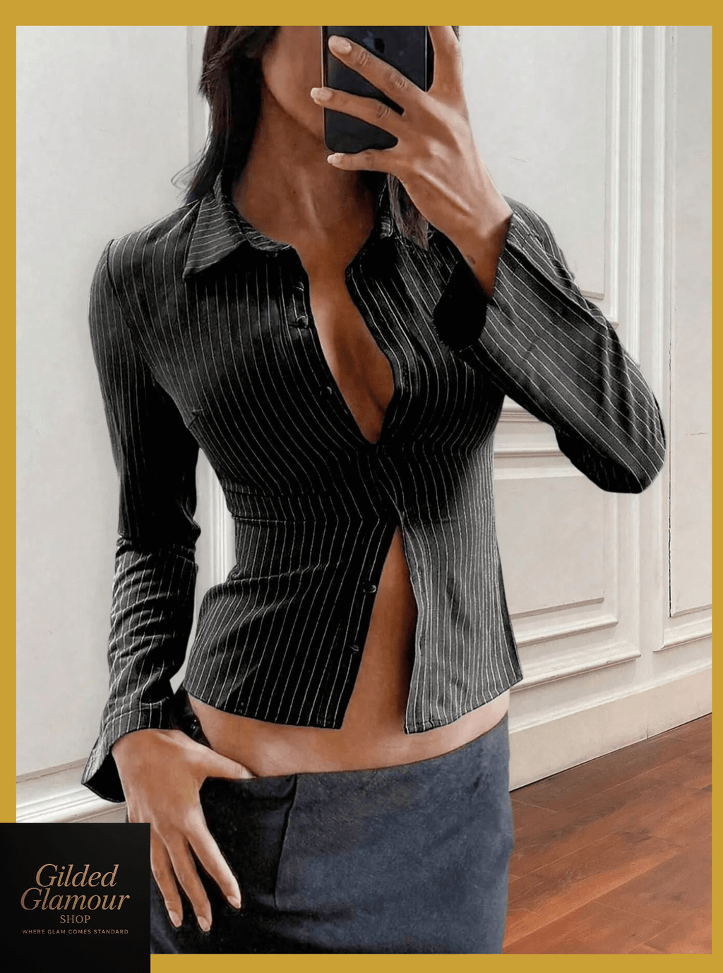 Striped Button Up Long Sleeve Shirt