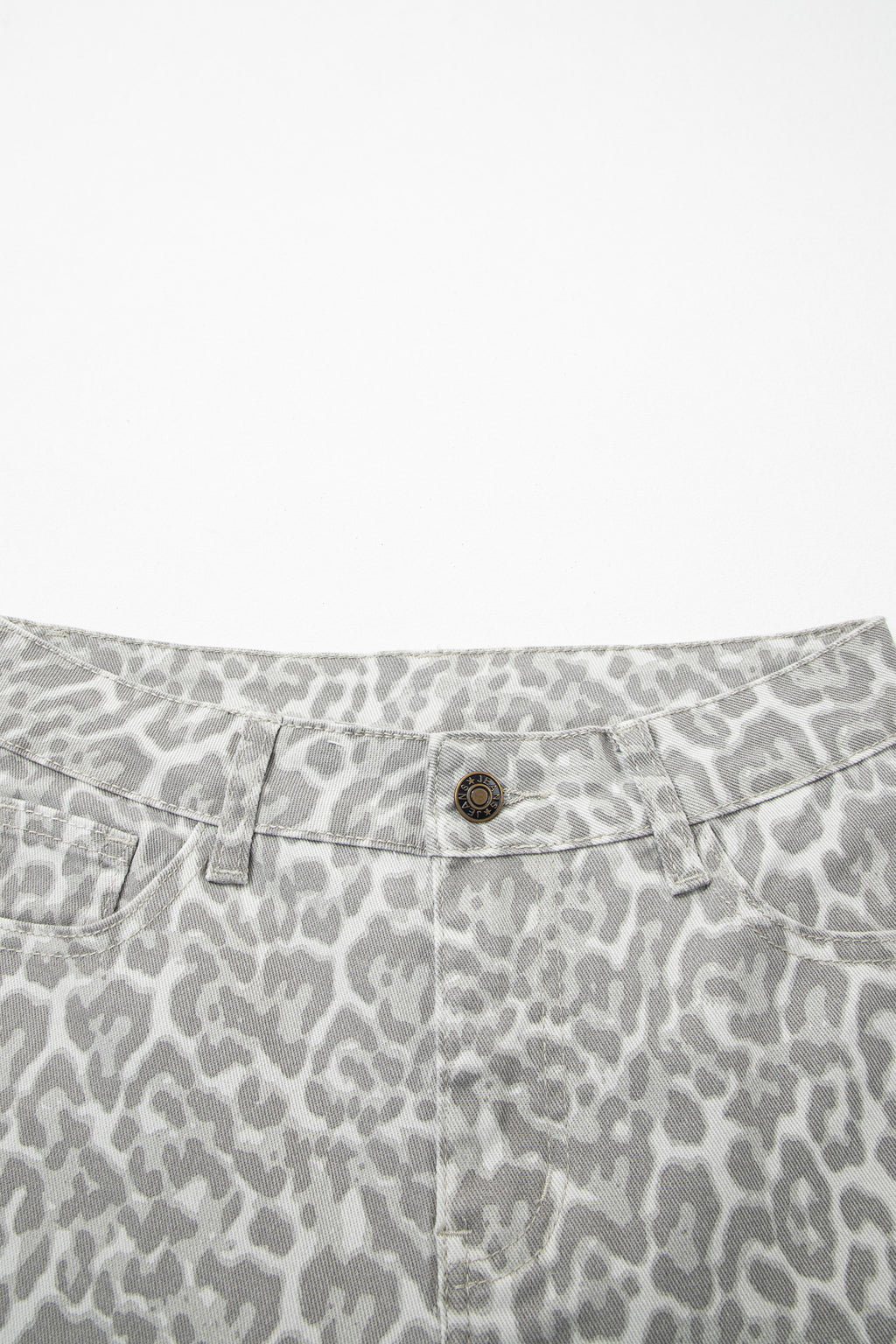 Brown Leopard Frayed Edge Wide Leg High Waist Jeans