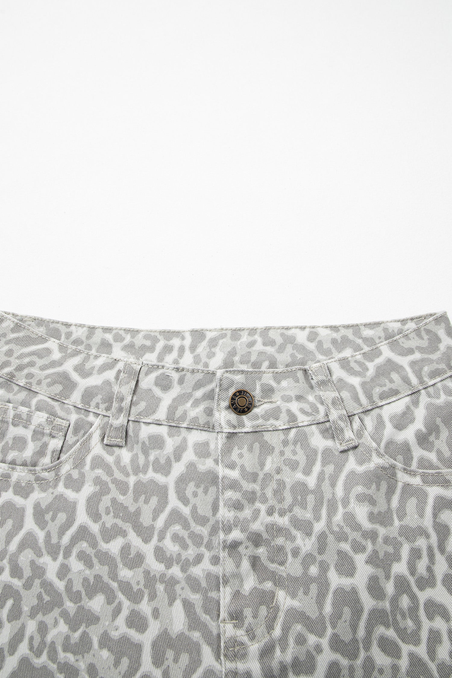 Brown Leopard Frayed Edge Wide Leg High Waist Jeans
