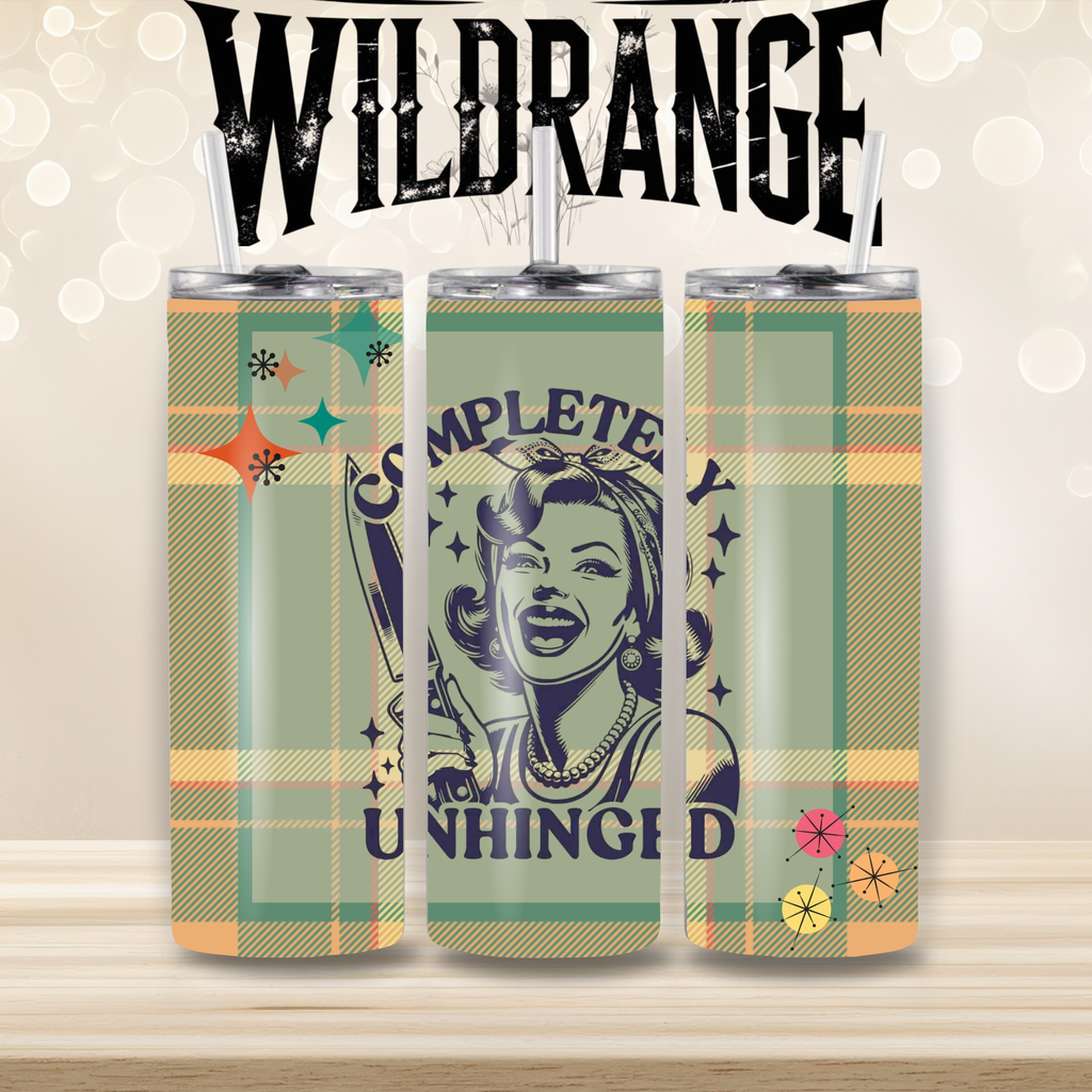 Wildrange “Completely Unhinged” Retro Plaid One-of-One Tumbler, Handmade at the Range