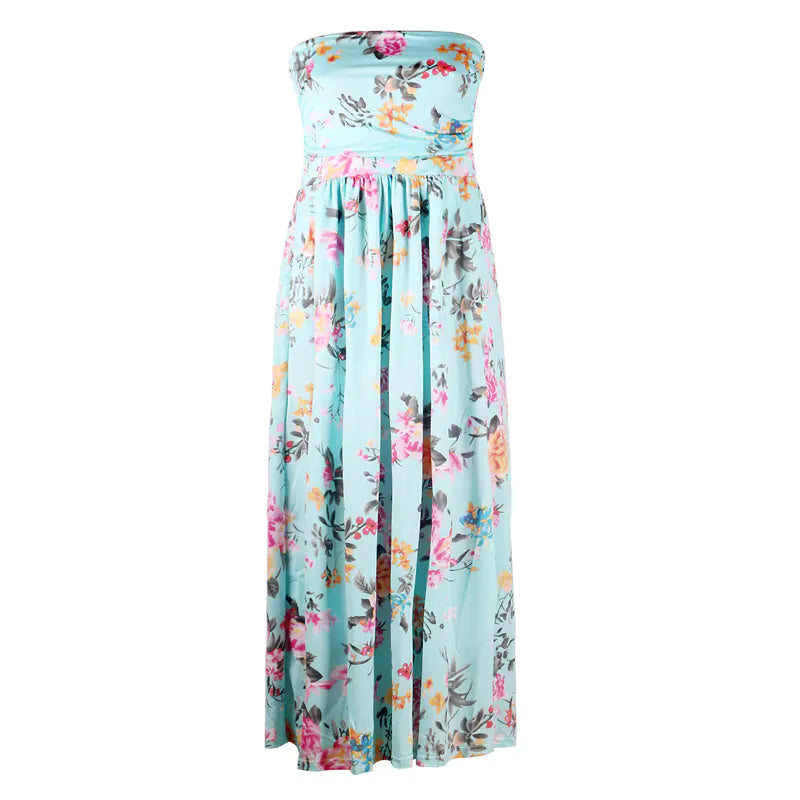 Trendy Printed Strapless Maxi Dress for Women