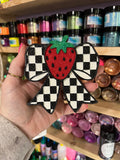 CHECKERED BOW WITH STRAWBERRY