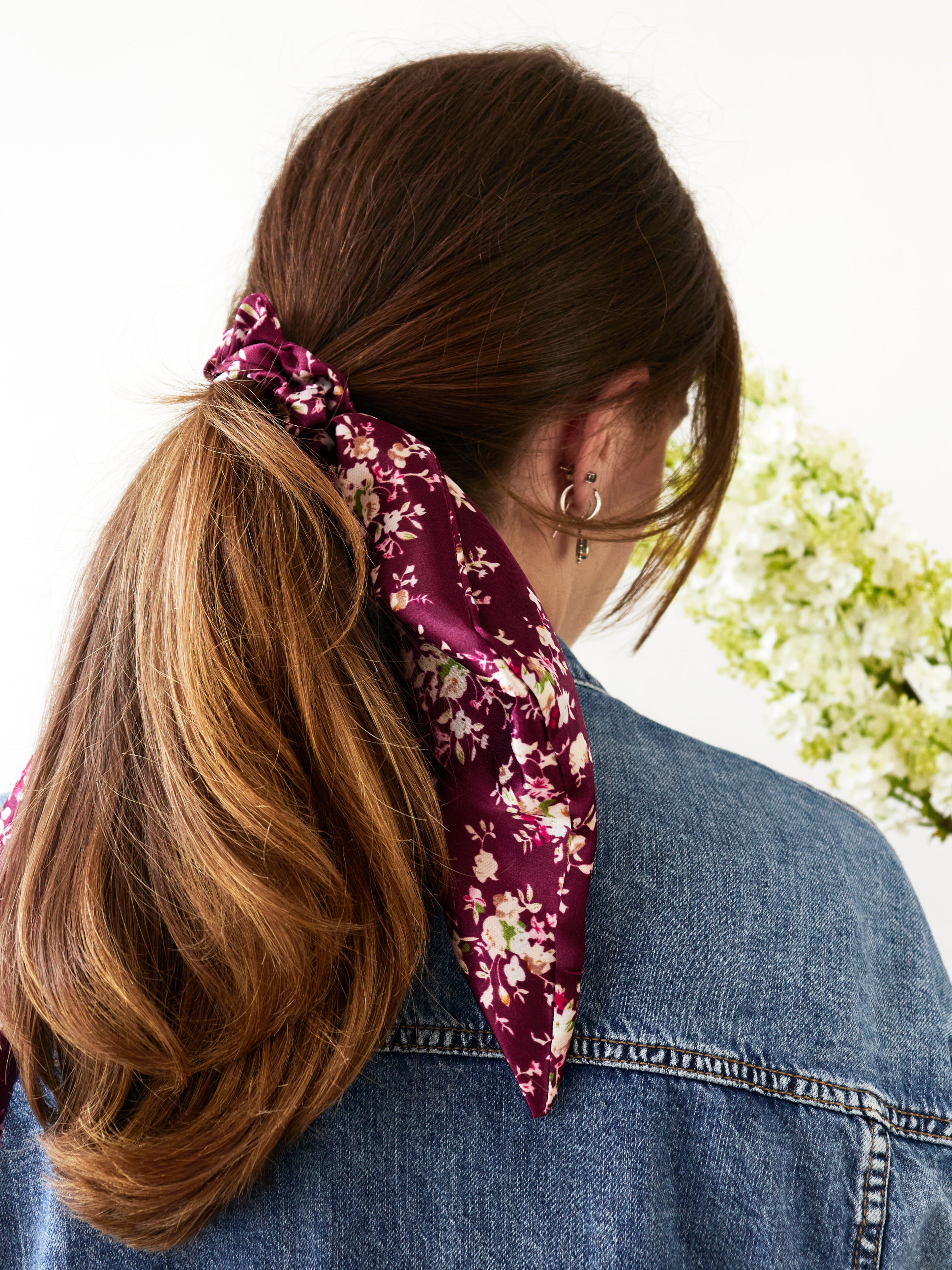 Purple Satin Scarf Scrunchie