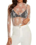 Long sleeve mesh top