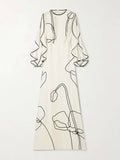 British Style Flower Printed Party Evening Dress