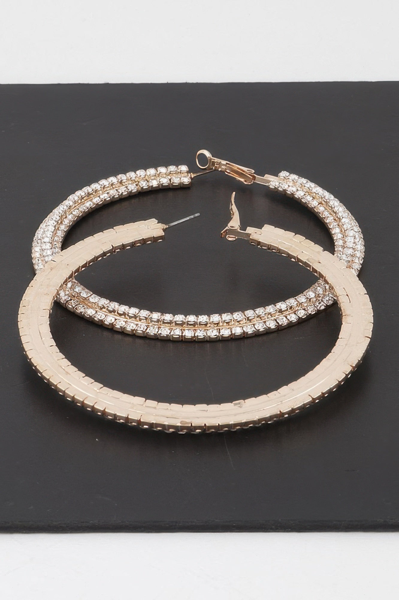 Triple Jeweled Flat Hoop Earrings