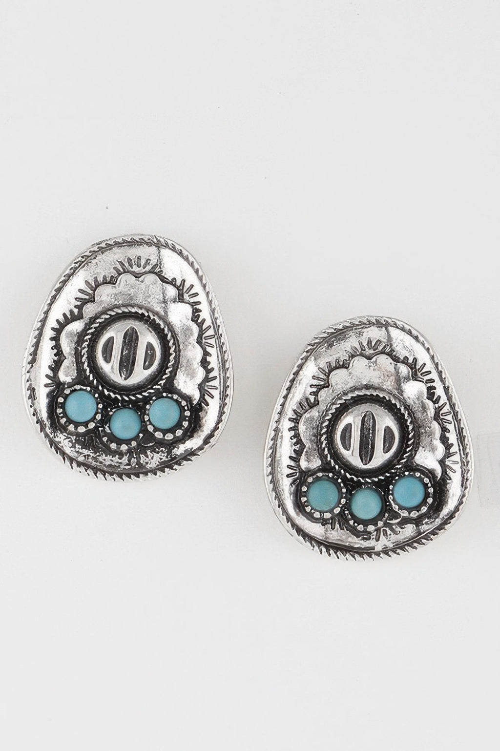 Vintage Stone Plate Earrings