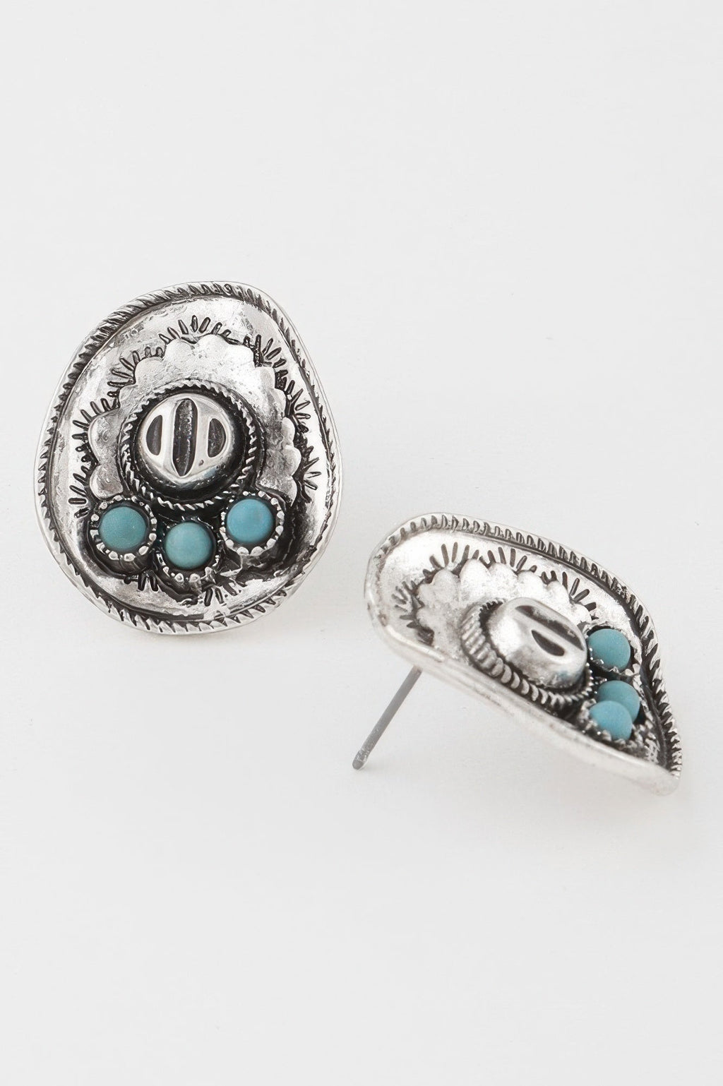Vintage Stone Plate Earrings
