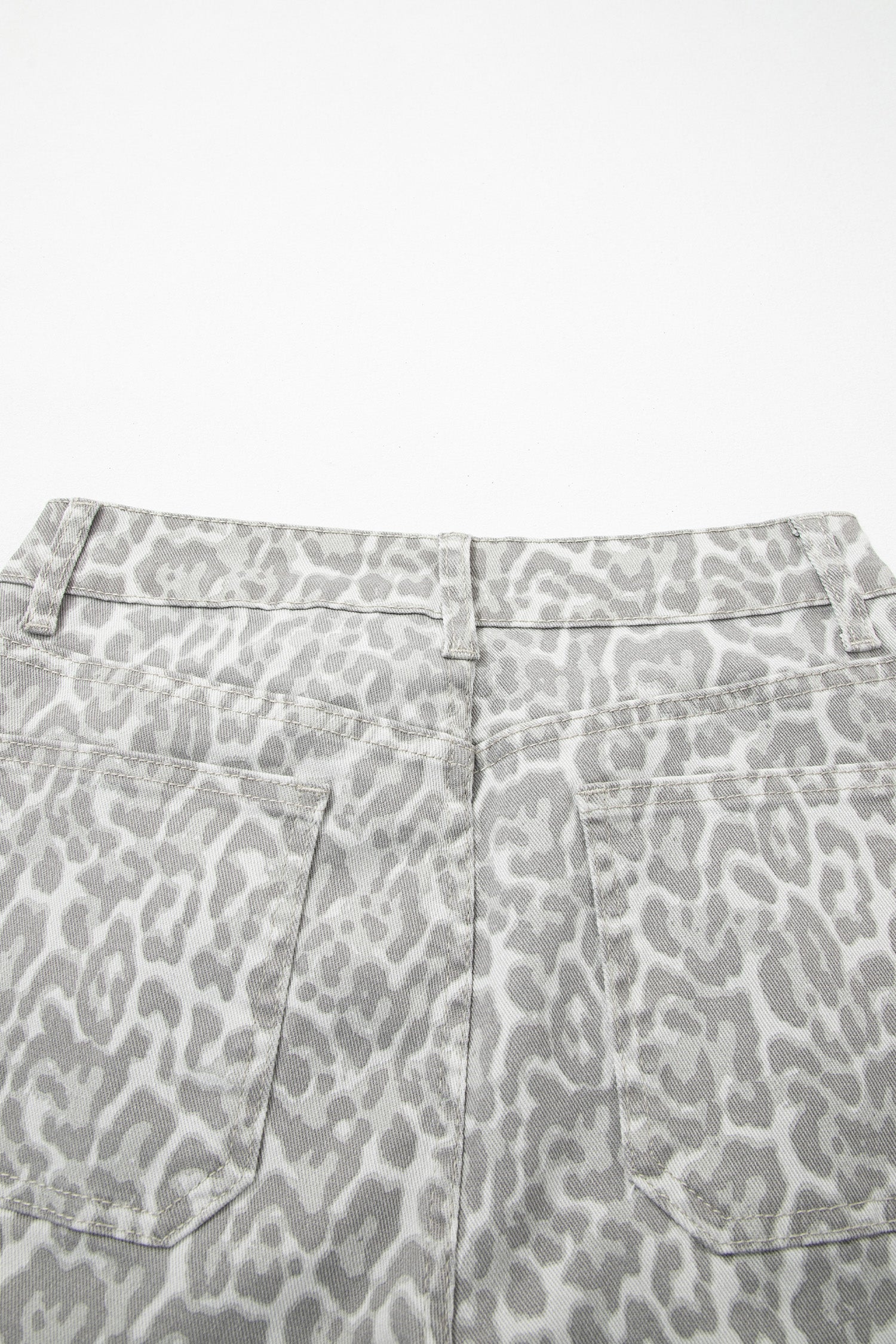 Brown Leopard Frayed Edge Wide Leg High Waist Jeans