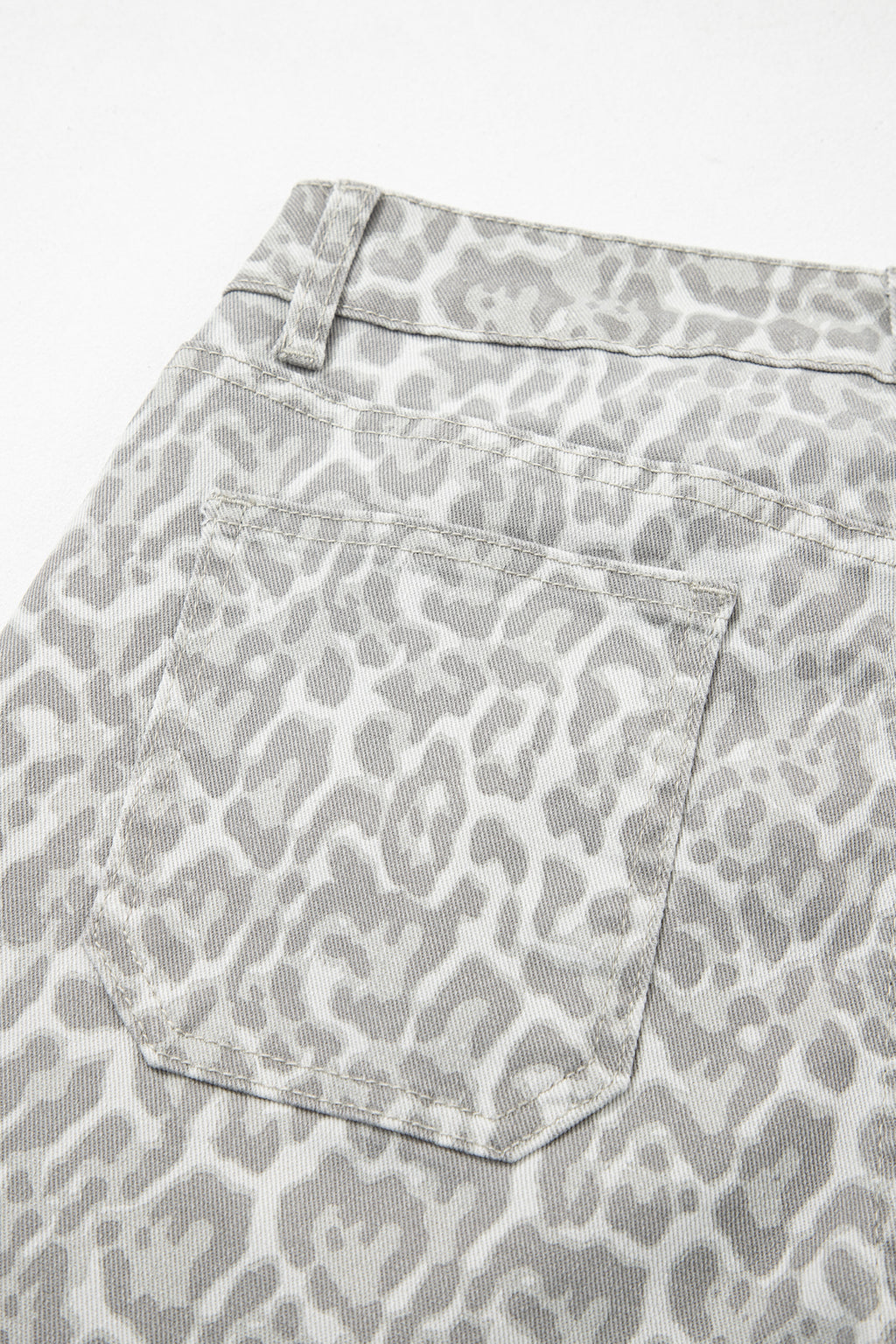Brown Leopard Frayed Edge Wide Leg High Waist Jeans
