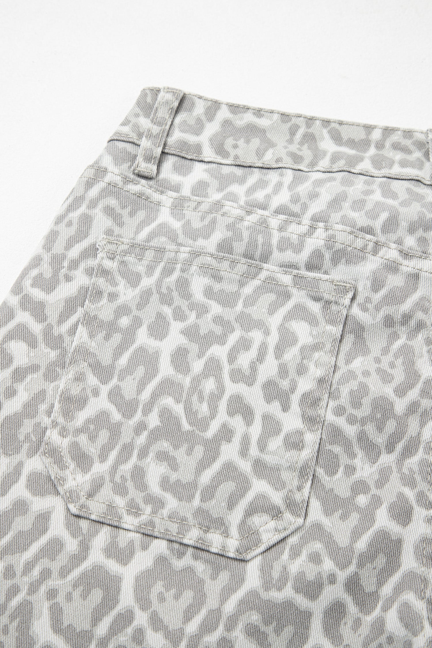 Brown Leopard Frayed Edge Wide Leg High Waist Jeans