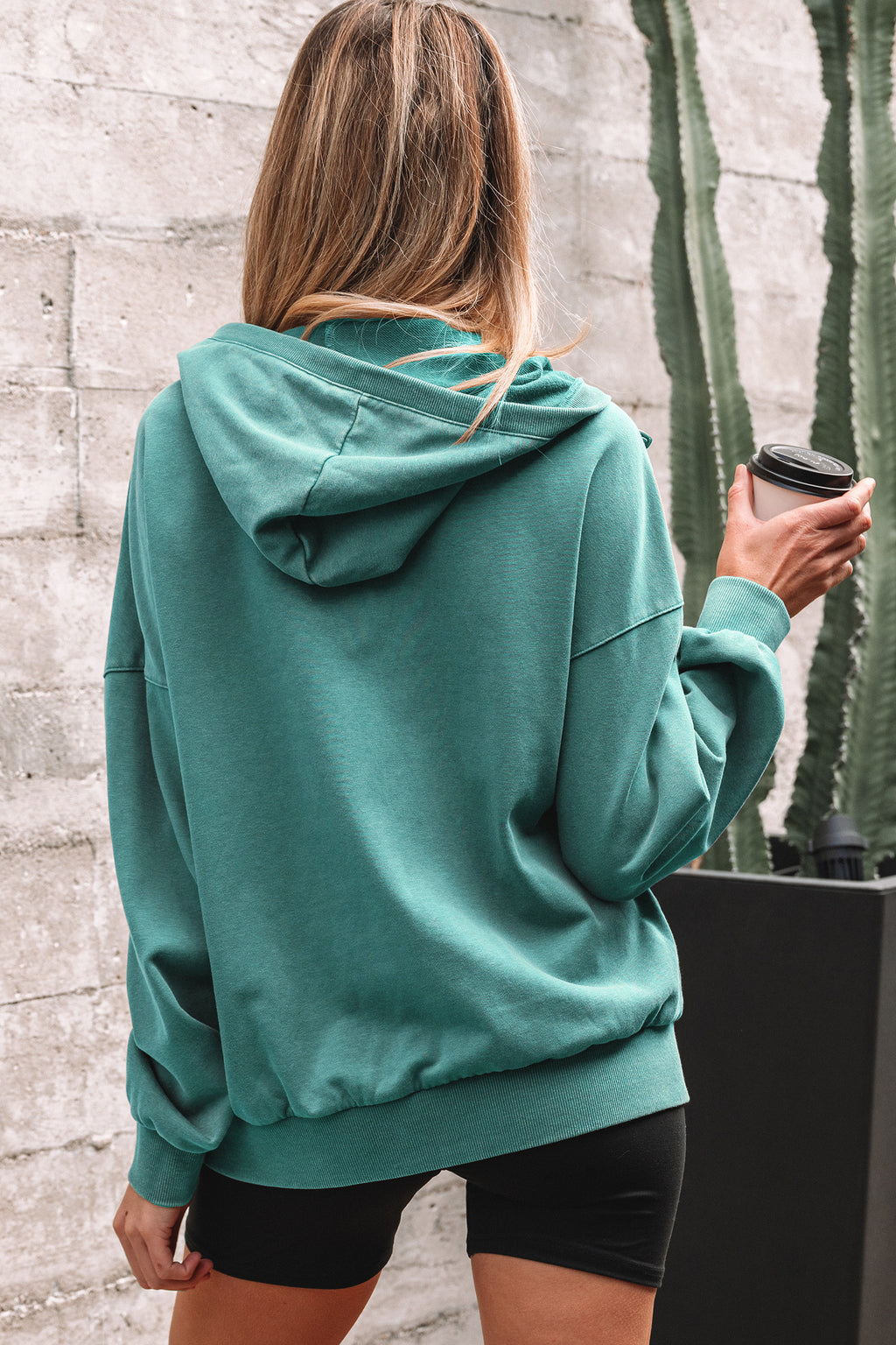 Elmwood Half Zip Kangaroo Pocket Mineral Wash Baggy Hoodie