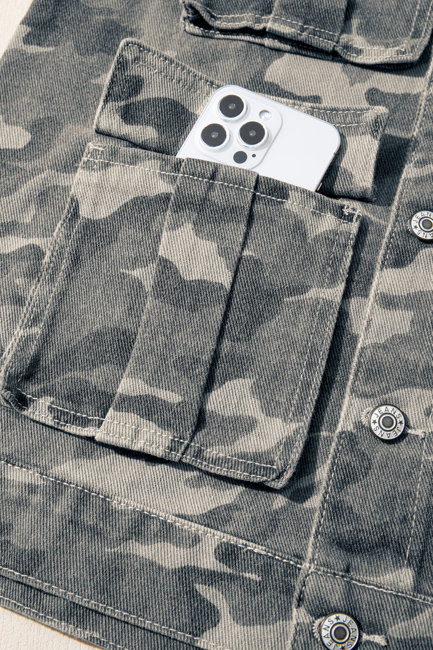 Green Camo Cargo Denim Vest
