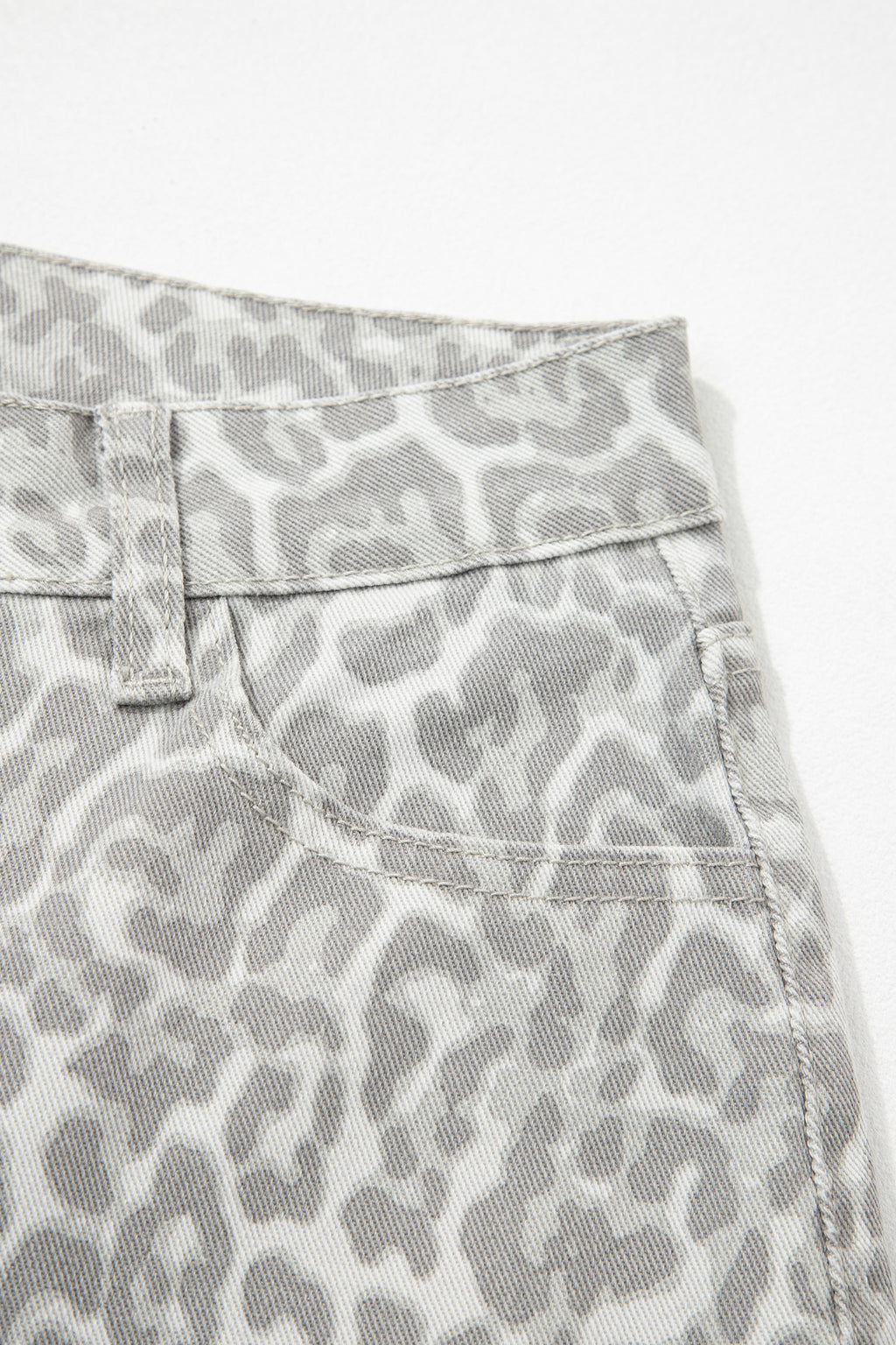 Brown Leopard Frayed Edge Wide Leg High Waist Jeans