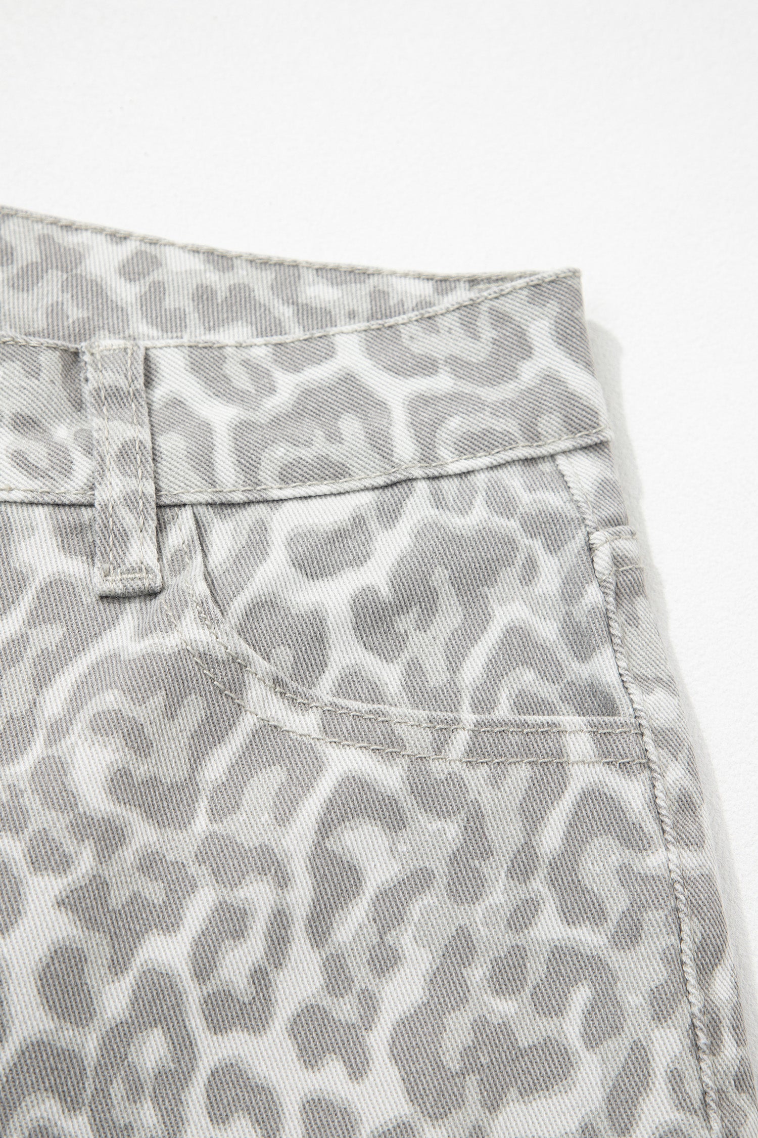 Brown Leopard Frayed Edge Wide Leg High Waist Jeans