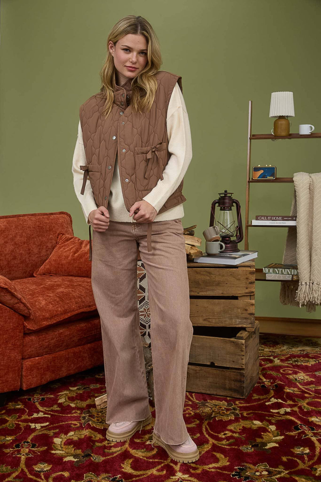 Tie Down Quilted Puffer Vest - 2 Colors!